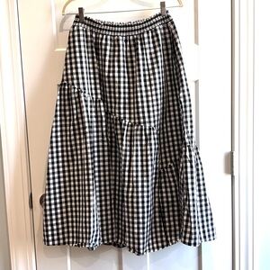 Who What Wear Black and White Gingham Check Skirt Mid Slit Pockets Medium